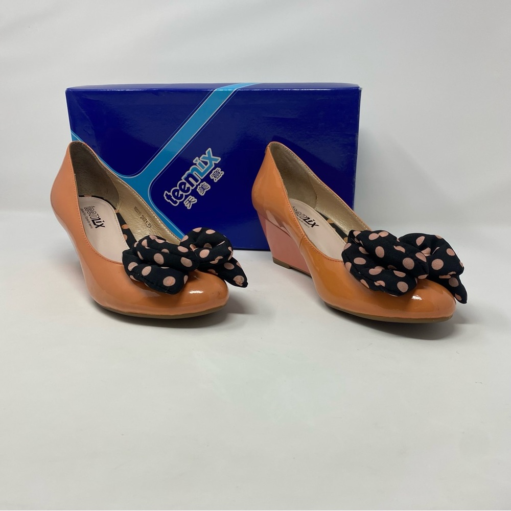 Women's‎ Teemix Fashionable Closed Toe Leather Slip On Cute Bow Shoes Size 7.5